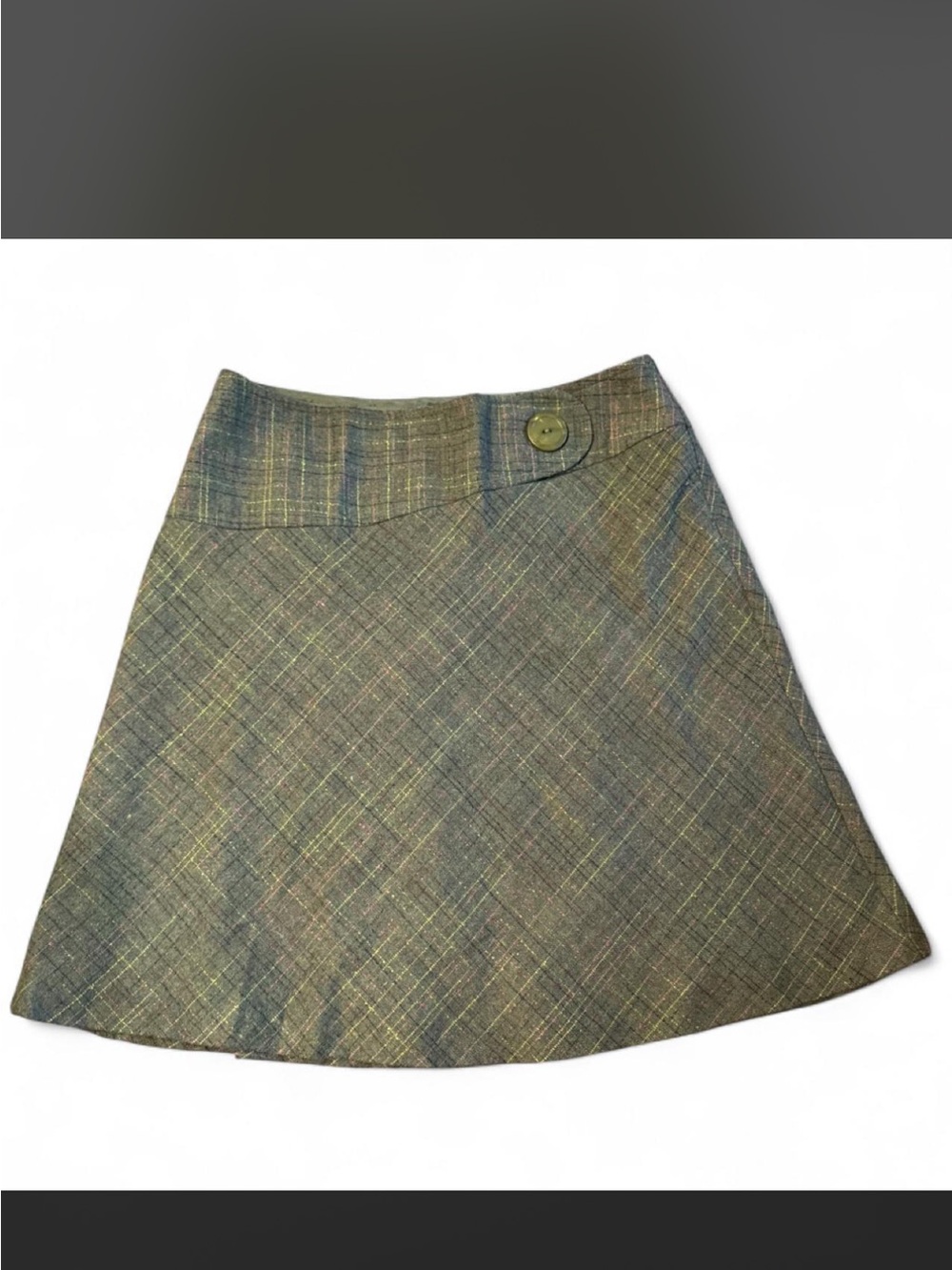 B. Moss Plaid A-Line Mini Skirt in Olive Green